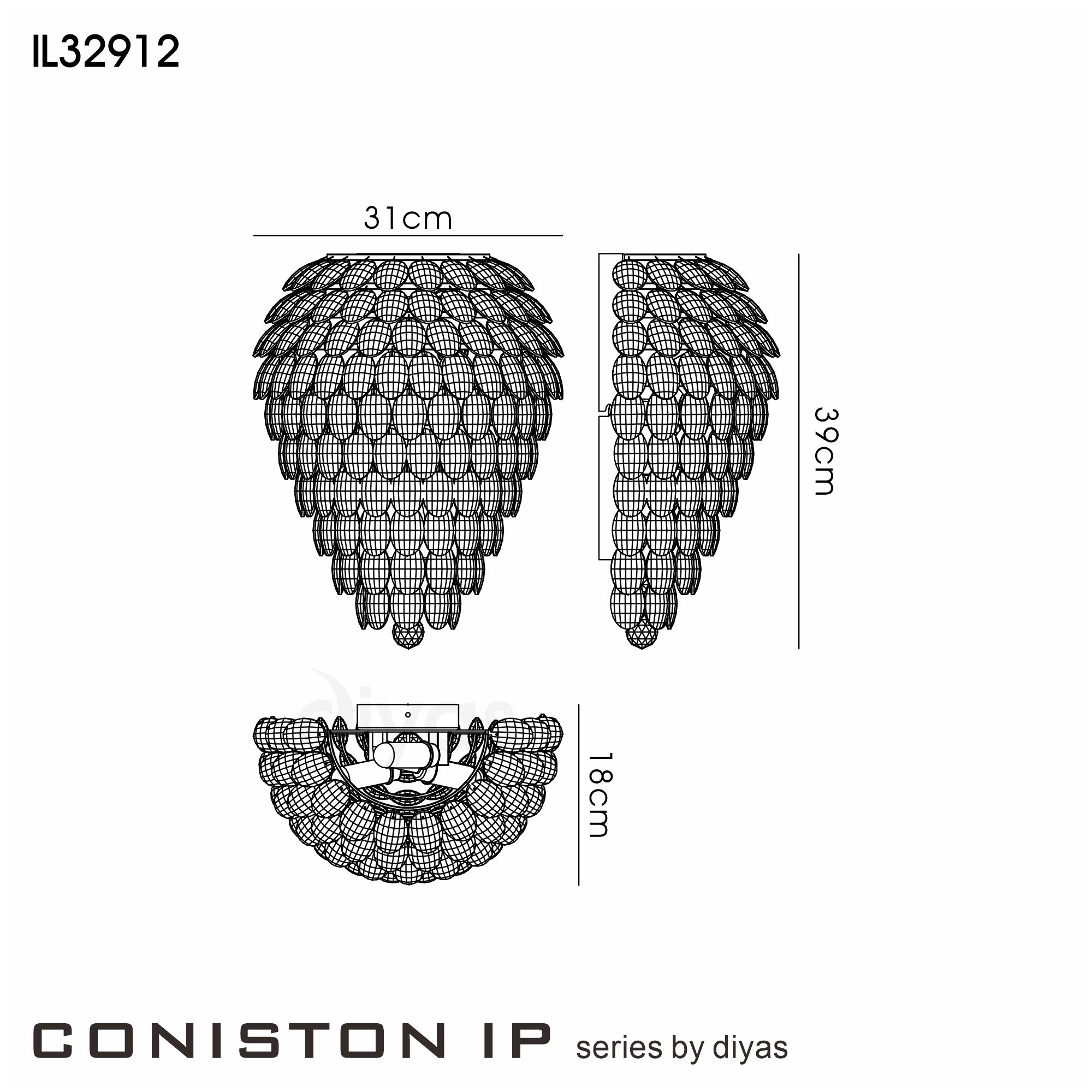 IL32912  Coniston IP Tall Wall Lamp 6 Light Polished Chrome